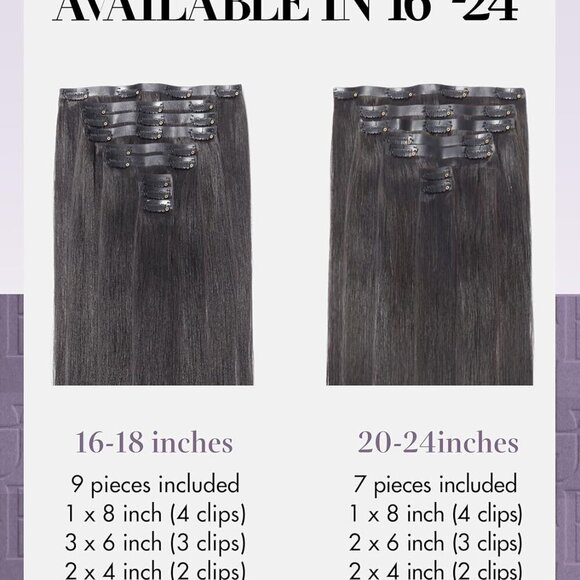 Yaki Straight Clip in Hair Extensions Real Human Hair For Women 100% Unprocessed - Picture 8 of 8